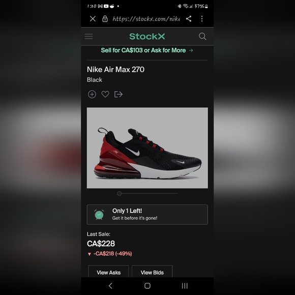 Nike Air Max 270 black red white size 12 - Picture 14 of 14